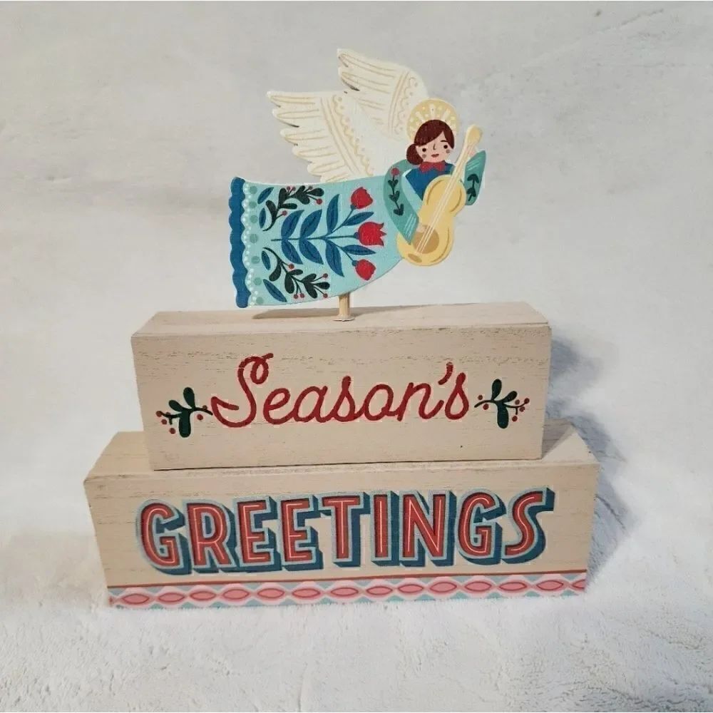 Ashland Season's Greetings Tabletop Decor Sign Floral Colorful Peace on Earth